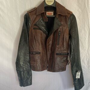 Levi's Genuine Leather Motorcycle Jacket Wilson’s Leather XS NWT Black Brown